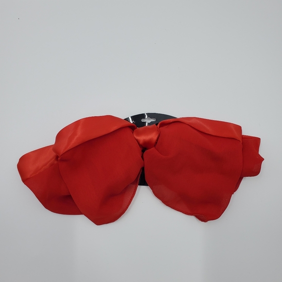 Accessories - Large Red Cloth Fabric Bow Barrett Hair Clip NEW